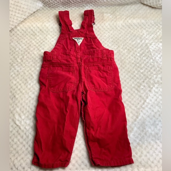 Vintage Oshkosh B Gosh Red Overalls With White Bow 9 Months - Picture 6 of 6